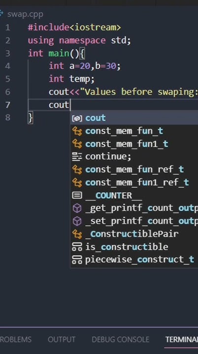 C++ program to swap two number. Short videos programing - YouTube