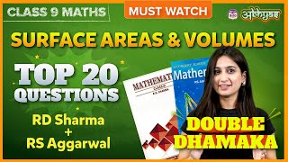Top 20 Questions with Arsh Ma'am | RD Sharma and RS Aggarwal | Surface Areas and Volumes | Class 9