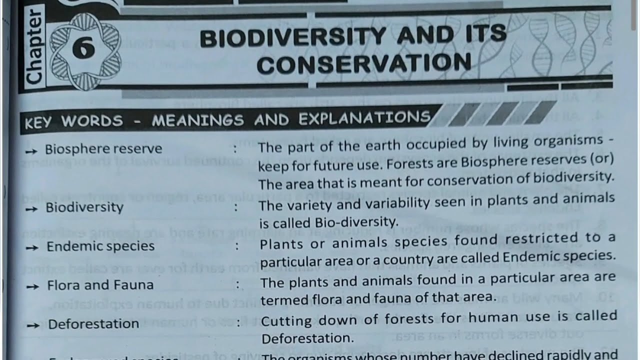 8th class biology 6th chapter (BIODIVERSITY AND ITS CONSERVATION) all ...