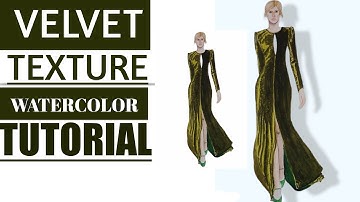 How to draw Velvet Fabric | Render Velvet Fabric | Fashion illustration
