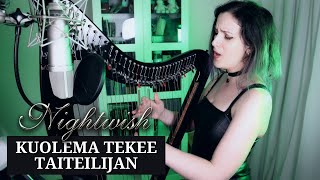 😳 Trying to sing in Finnish? | Kuolema Tekee Taiteilijan by Nightwish (harp and voice cover)