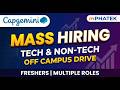 Capgemini &amp; mPHATEK Mass Hiring! 🚀 Exceller Off Campus Drive 2026 | Tech &amp; Non-Tech | Freshers