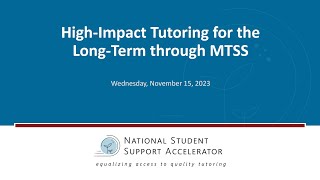 High-Impact Tutoring for the Long-Term through MTSS