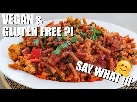 Vegan and Gluten Free Meal Prep | Spicy Red Lentil Pasta with Roasted Cauliflower and Kale