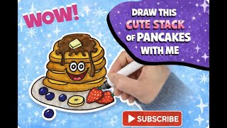 How to Draw a Cute Stack of Pancakes Easy drawing tutorial for kids