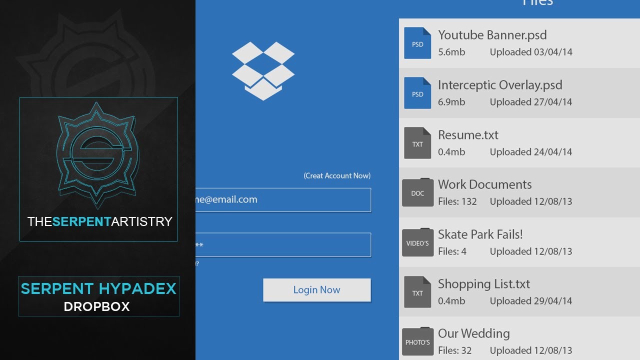 Serpent Hypadex - Dropbox app Re-Design