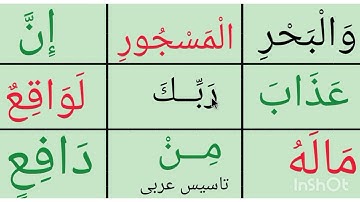 تعبم القراءة/ نتعلم قراءة ٣ثلاث ايات من سورة الطور