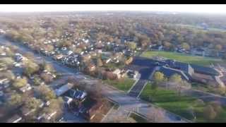 Flying the drone at the Main Square in Highland!