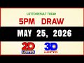 Lotto Result Today 5pm May 25, 2026 PCSO Swertres Ez2