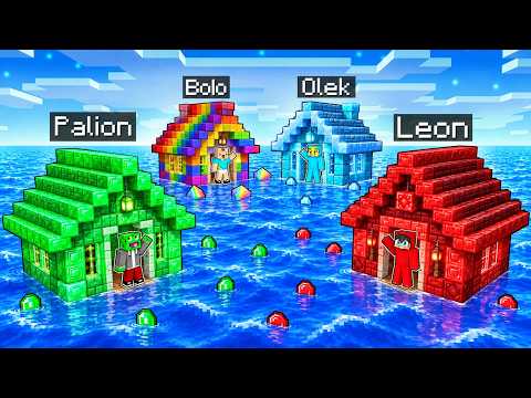 WIELKA BITWA DOMKÓW NA WODZIE: PALION vs LEON vs OLEK vs BOLO w Minecraft!