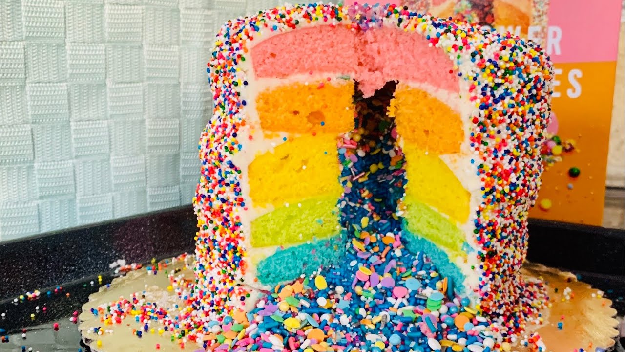 The making of my Rainbow Confetti Cake YouTube
