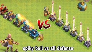 Max spiky ball vs every level defense base formation attack experiment video clash of clans