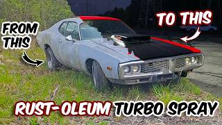 HUGE TRANSFORMATION - PAINTING MY 1973 DODGE CHARGER WITH TURBO CANS! #budgetpaintjob #junkyardbuild