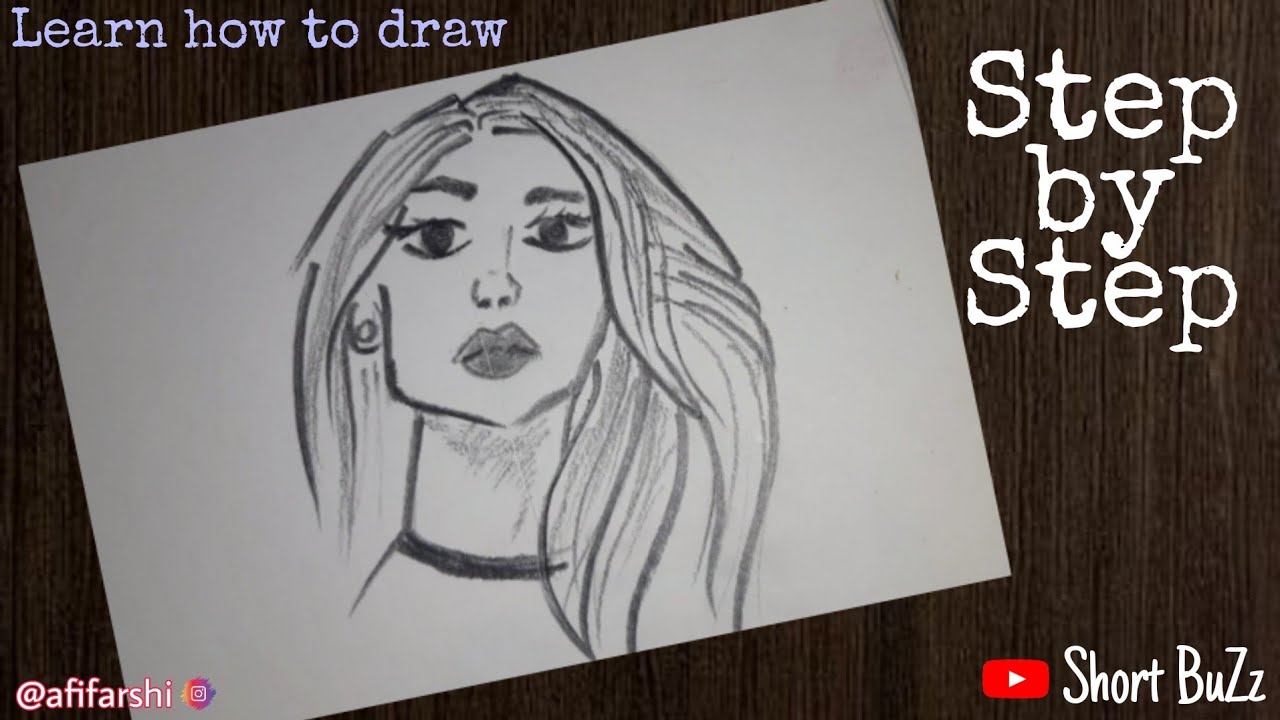 Beautiful Girl Art Step by Step Sketch for beginners YouTube