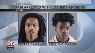 Police: Pair arrested in Peoria, both with loaded handguns