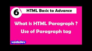 HTML tutorial  Paragraph tag   || Part - 6
