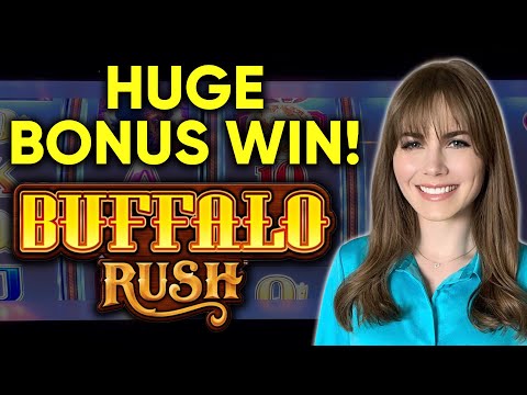 HUGE BONUS WIN! So Many Free Games! Buffalo Rush Slot Machine!
