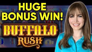 HUGE BONUS WIN! So Many Free Games! Buffalo Rush Slot Machine! screenshot 3