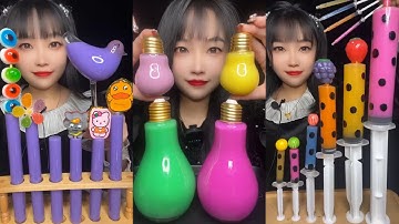 [ASMR] COLORFUL DRINKING COLD WATER (drinking sounds) Renkli İçecekler İçmek Satisfying