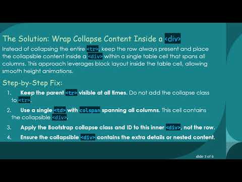 How to Achieve Smooth collapse Animations in Bootstrap 5 Tables
