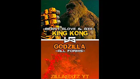 Kong Beast Glove & Axe Vs Godzilla (All Forms) | #video #monsterverse #godzillla