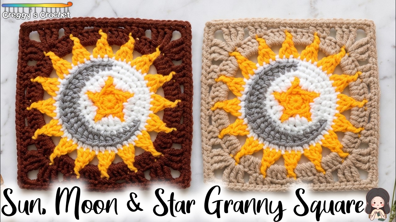 CROCHET “Sun, Moon & Star” Granny Square | Tutorial