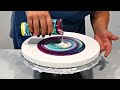 Beautiful Acrylic Straight Pour on Round Canvas ~ Easy Fluid Art Technique