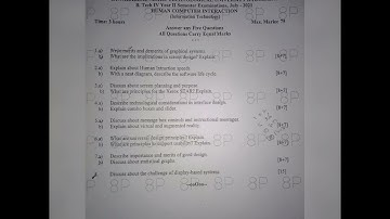 B.tech 4th year 2 semester previous year question papers July 2021#human computer interaction##IT#
