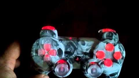 Dead Headz dipped controller for ps3 with all clear buttons and red leds.