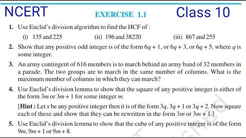 NCERT Maths Class 10 / Ex 1.1 Real Numbers / HCF by Euclid