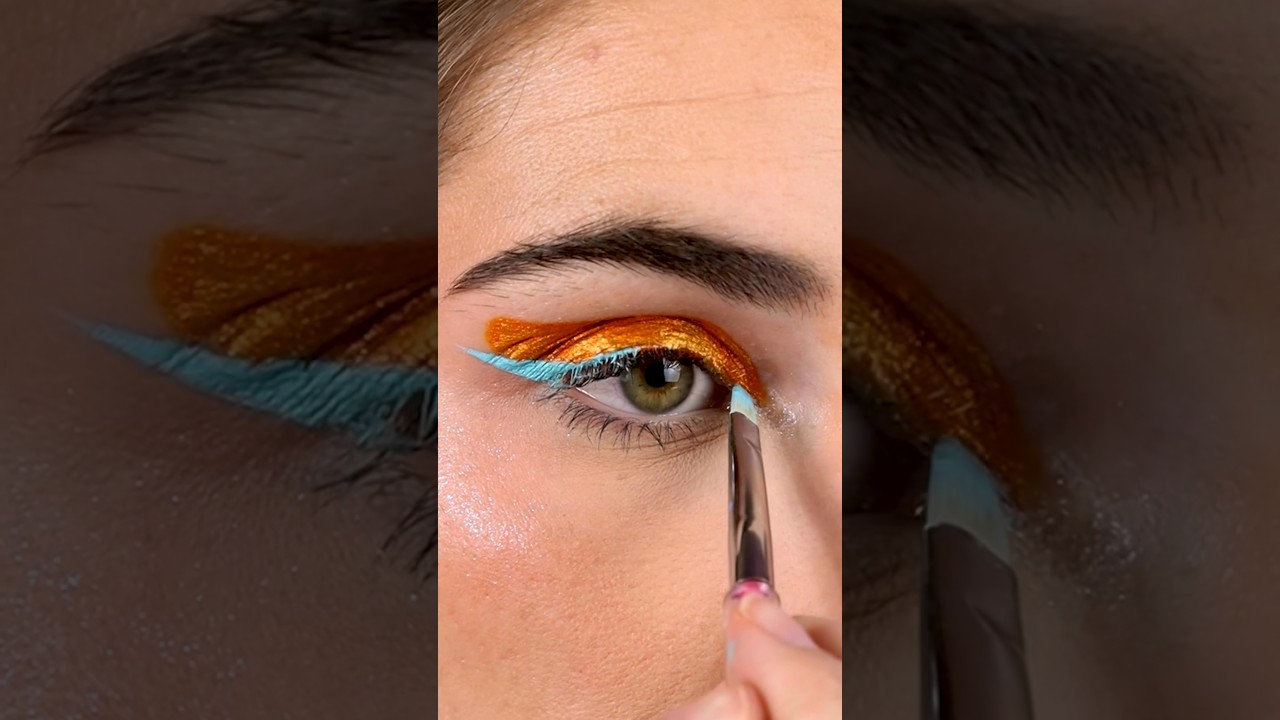 Orange and Blue Graphic Liner Look 🍊🌊 