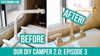 Painting things gold & white and a flooring decision! | Our DIY Camper 2 | The DIY Mommy