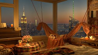 Midtown New York - Stay Warm And Cozy Bedroom 4K - Relaxing Jazz Music for Sleep, Study, Work