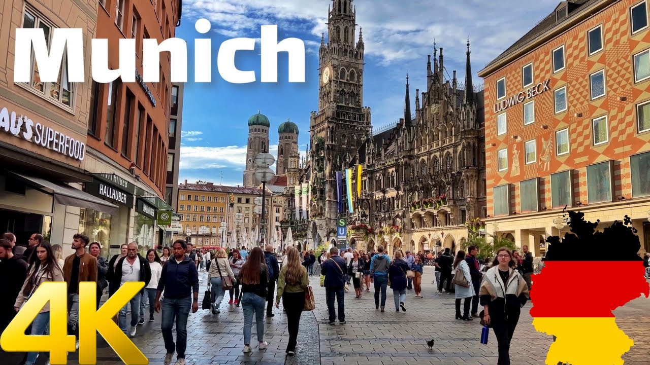 Munich, जर्मनी | बारिश में पैदल यात्रा 4K | 7 सित॰ 2022