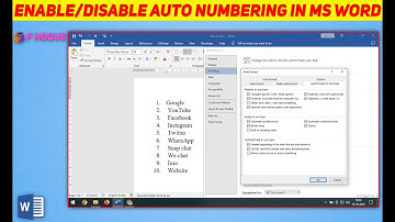how to enable and disable automatic numbering in MS word | PIN TECH |