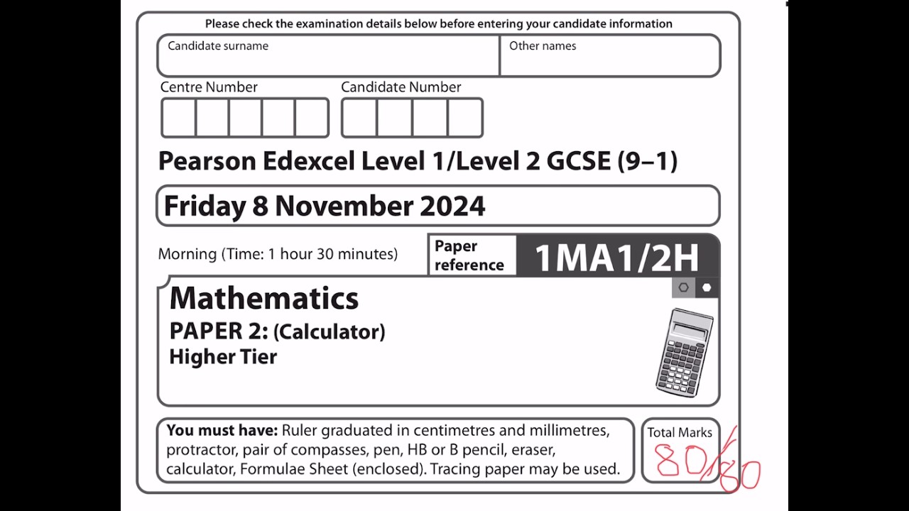 Edexcel GCSE Maths Nov 2024 Paper 2 Worked Solutions - YouTube