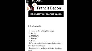 Of Revenge By Francis Bacon