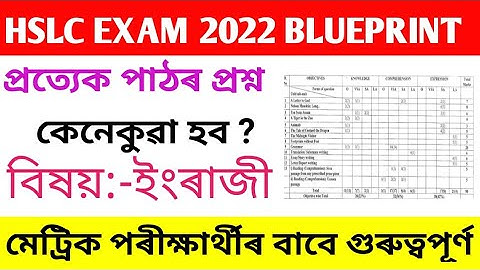 HSLC/AHM Exam 2022 BLUEPRINT //Subject:-English . Important video For Class 10 Students.