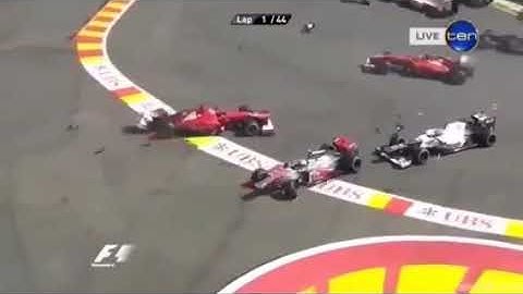 F1 2012 Belgium Start Crash
