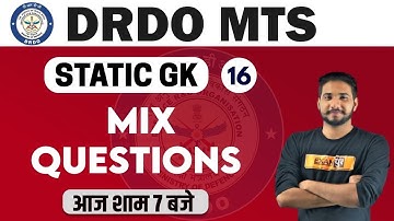 DRDO MTS /DP HEAD CONST. 2020 || Static GK || By Kuljeet Sir | Class 16 || Mix Questions