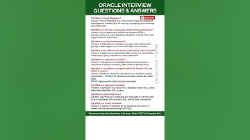 Oracle Interview Questions and Answers