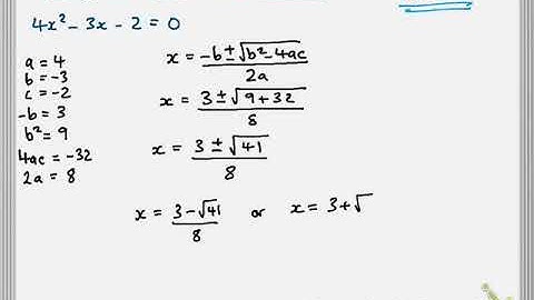 Using the quadratic formula, leaving your answers in Surd Form.