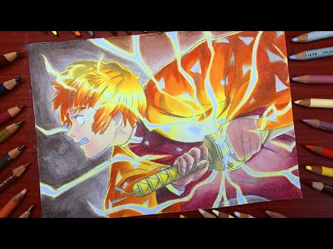 Speed Drawing Zenitsu Agatsuma - (Kimetsu No Yaiba / Demon Slayer ) -   - Claudio_F_ Art