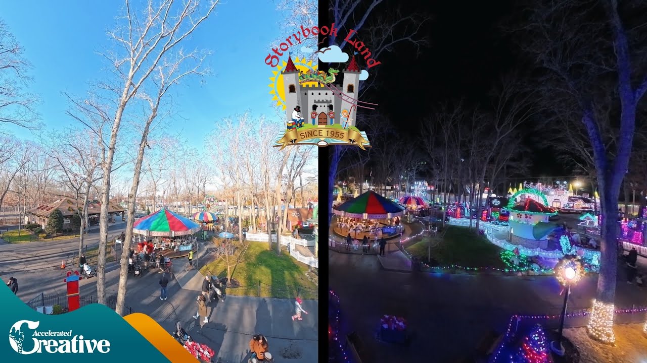 Аттракцион Tick Tock Clock Drop (День и ночь), вид от первого лица, 5 км - Storybook Land, Нью-Дж...