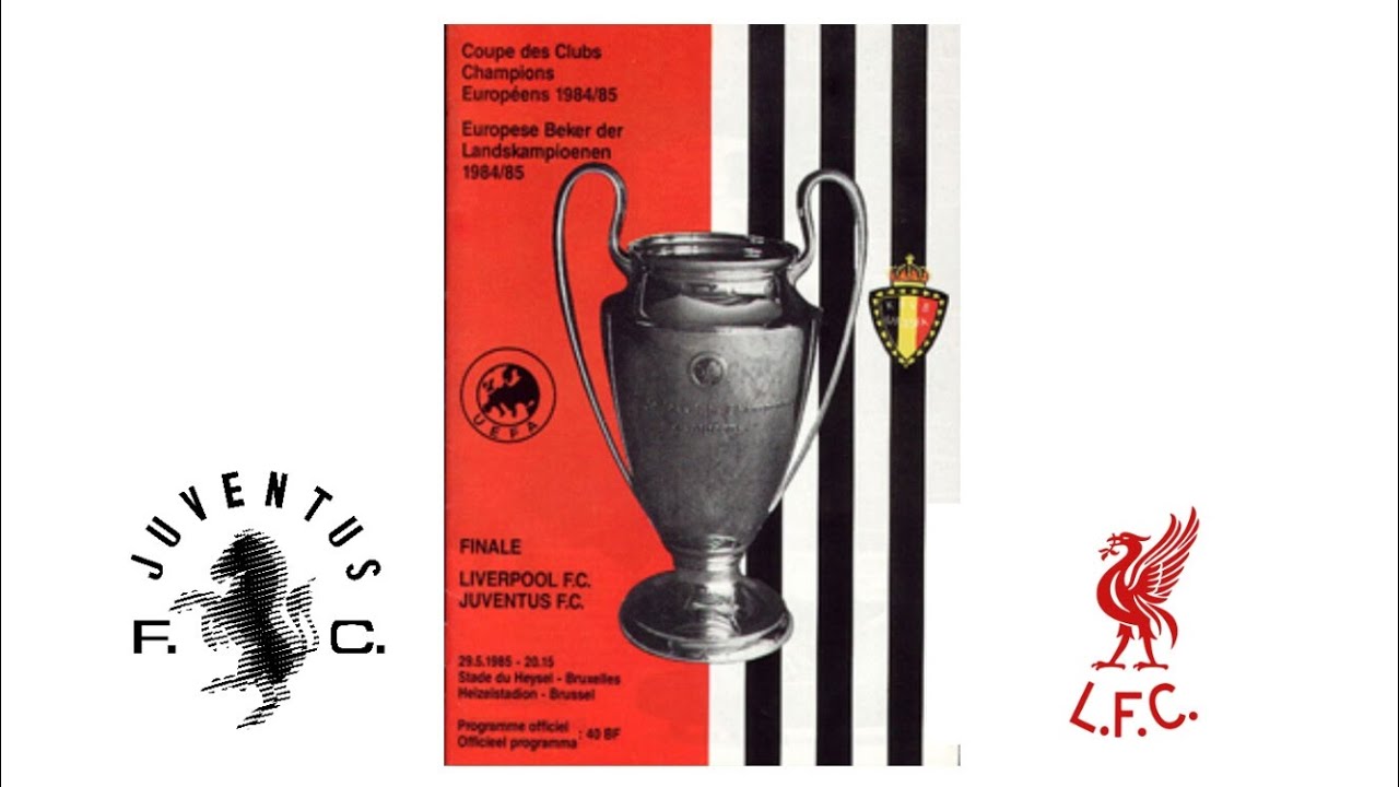 Fanion Vintage Liverpool Vs Juventus - Finale 1985 - Excellent état