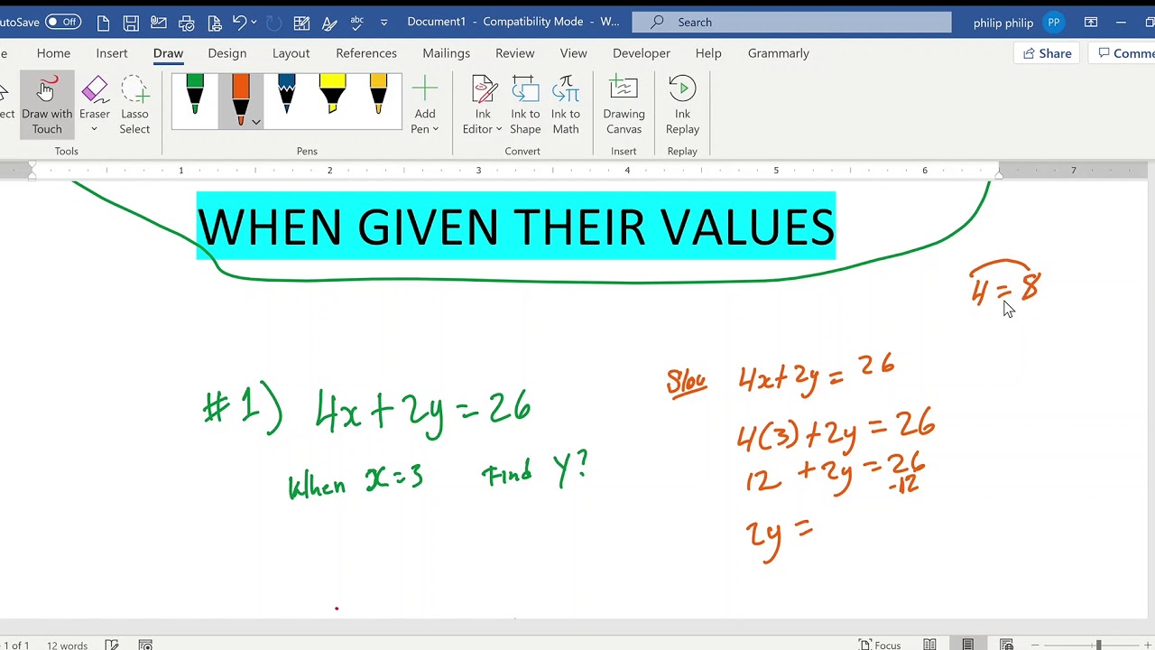 SOLVING FOR X AND Y IN EQUATION - YouTube