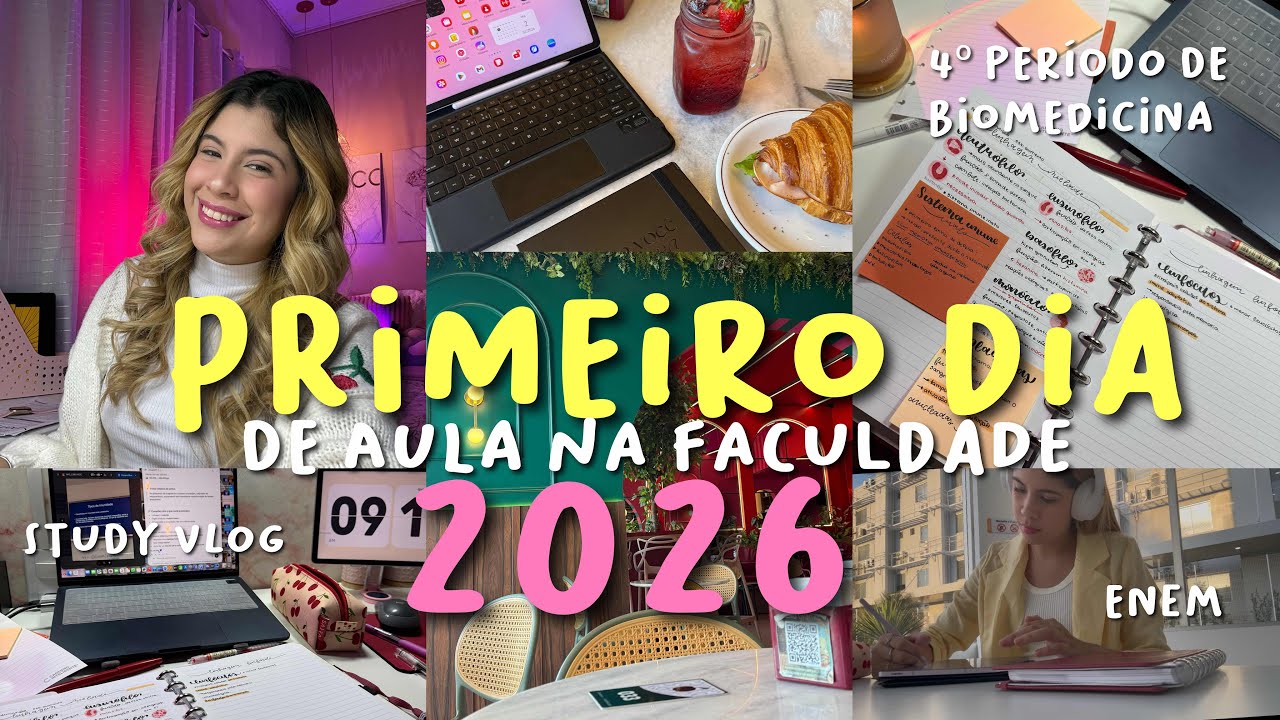 Primeiro dia de aula na faculdade 2026 de biomedicina ( 4º período, estudos , dicas e enem 💅🏼)