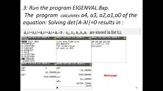 Eigenvalues calculating with your Ti-84 plus (CE) with  an Unique program