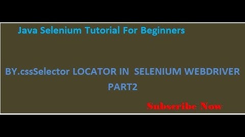 Writing Dynamic CSS Selector in Selenium WebDriver - Part 2