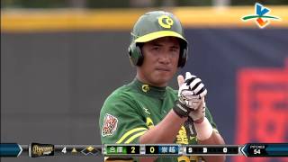 20140615-1 爆米花 合庫vs 崇越 4上 崇越右外野手馬多納度 判斷失誤 讓跑者攻佔二壘!